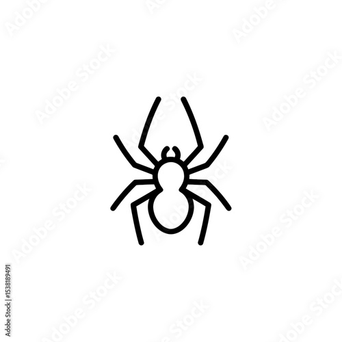 Spider Line Icon Illustration - Arachnid Web Halloween Design Element - Simple Graphic Outline for Creepy Crawly Theme