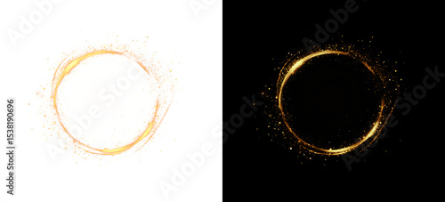 Quadro su tela Golden light spiral with space aura and glowing sparkles