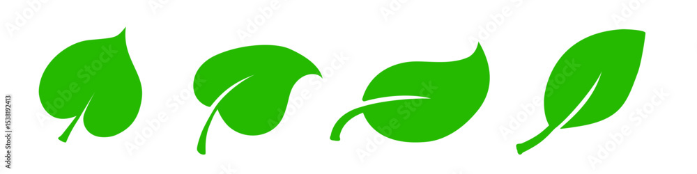 Fototapeta premium set of green leaf icons – eco, bio labels – vector illustration