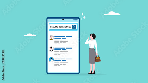 Professional resume references, learn from experienced people, working experience or recommendation for candidate, skill guarantee, business woman with reference people and work experience document