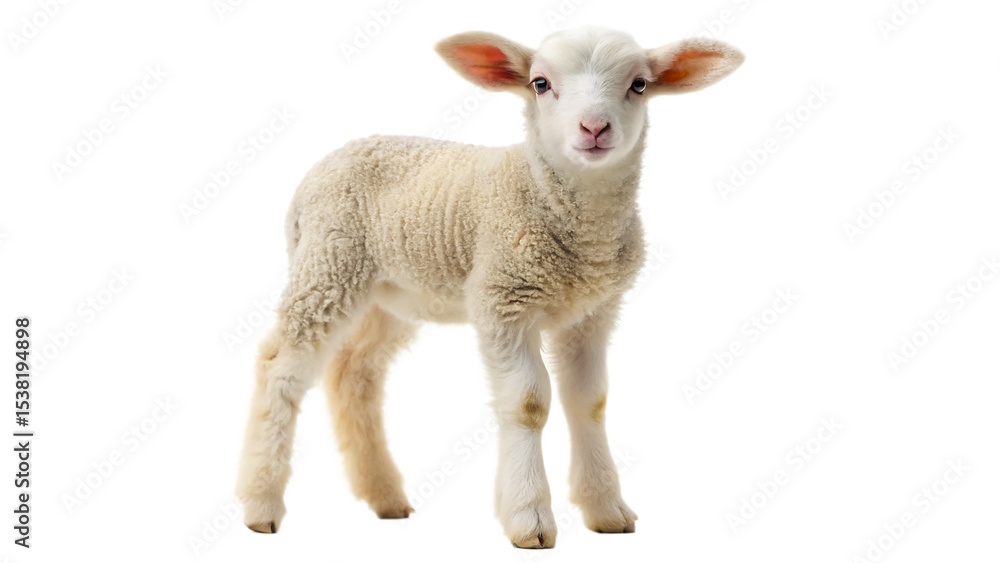 Cute lamb standing isolated on a white background Cute lamb standing isolated on a white background