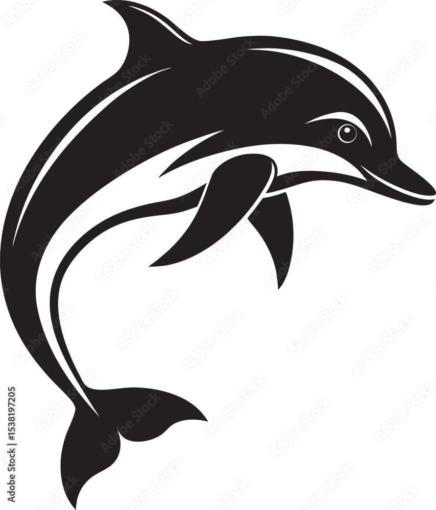 Fototapeta premium A collection of stylized dolphin illustration, depicting pose and movements with clean lines and a minimalist aesthetic