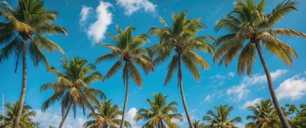 Palm Trees Travel Background with Empty Copy Space For Text Palm Trees Travel Background with Empty Copy Space For Text