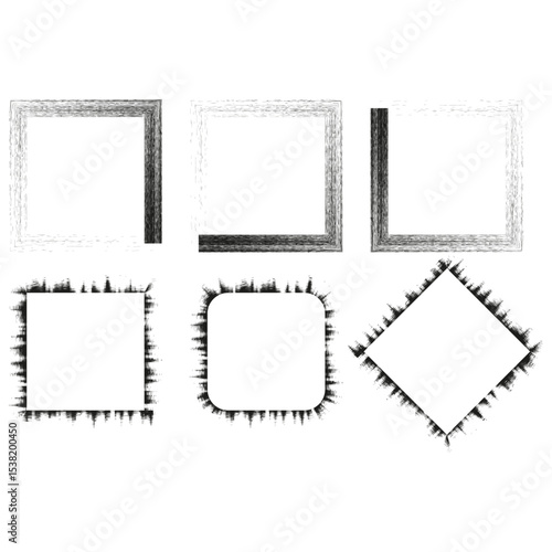 Square frame outline. Geometric box shapes. Minimalist border elements. Vector clean illustration.