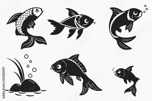 set of fish vector