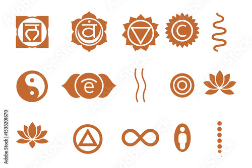 Chakra and Energy Symbol Icons for Meditation and Spiritual Wellness