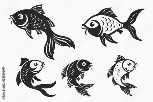 set of cartoon fish