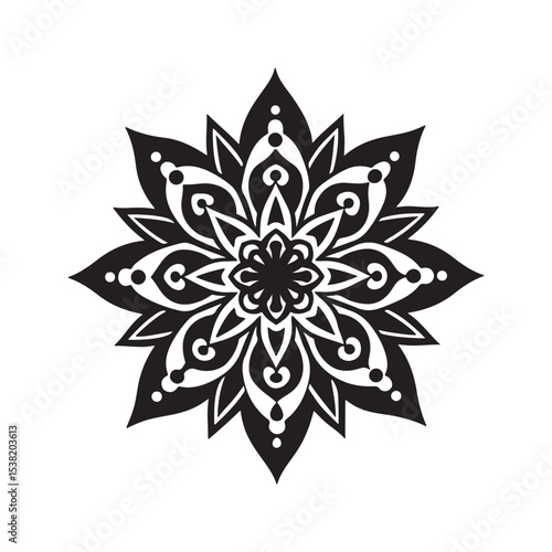 Elegant Black and White Mandala Design Intricate Floral Pattern for Art, Print, and Decoration