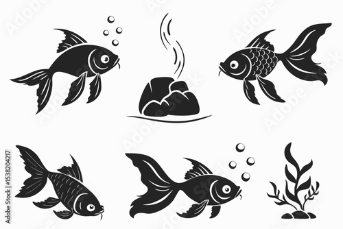 set of aquarium fishes