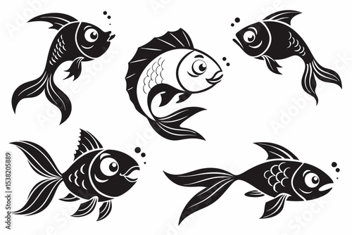 set of aquarium fishes