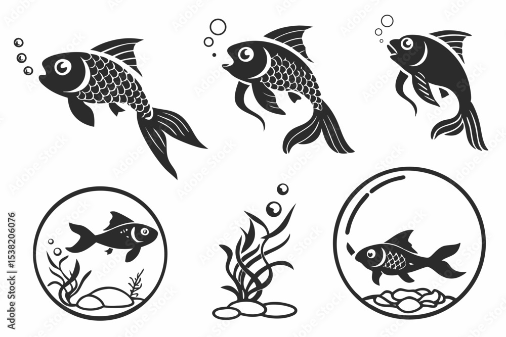 Fototapeta premium set of fish icons
