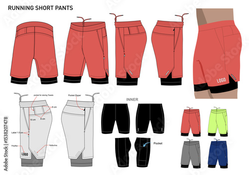 RUNNING PANTS WITH COMPRESSION DESIGN MOCKUP WITH COMBO COLOR AND DESCRIPTION