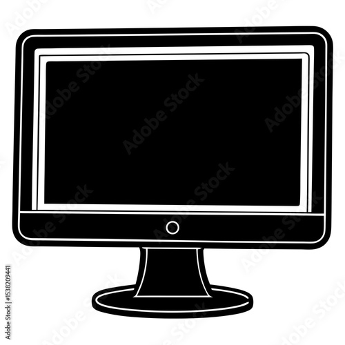 Computer Monitor Vector | Generative AI & Linocut Silhouette Design