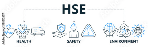 HSE web banners concept vector illustration with keywords and icons	
