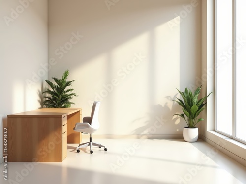 Office Room with Clean Desk and Soft Light