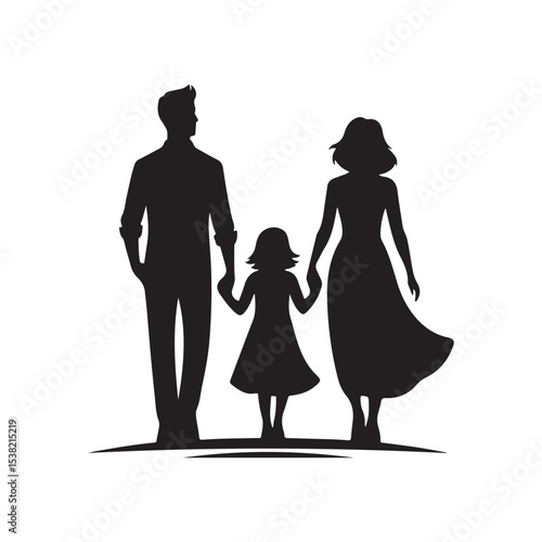 family in home vector silhouette clip art logo design illustration