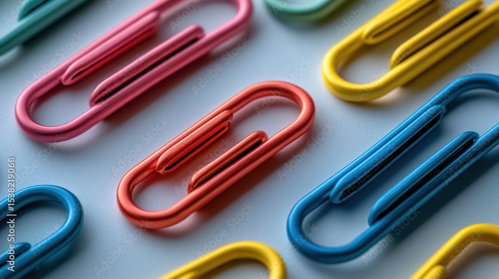 Colorful paper clips arranged in a pattern Colorful paper clips arranged in a pattern