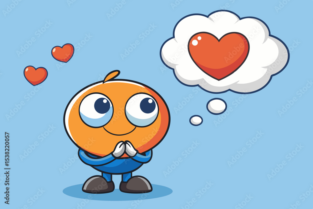 Adorable Orange Character Expressing Love A Cute Illustration of Affection and Warmth Adorable Orange Character Expressing Love A Cute Illustration of Affection and Warmth