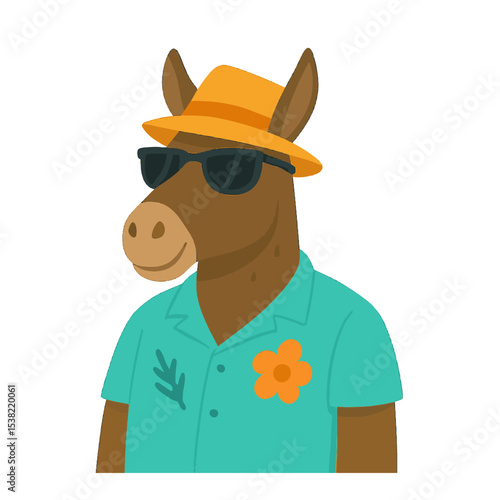 donkey in summer clothes animal vector on white background
Vector animal in summer hat and sunglasses on white background