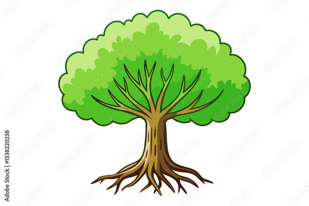 Naklejka premium Lush Green Tree Design Perfect for Nature Logos Branding and Environmental Projects