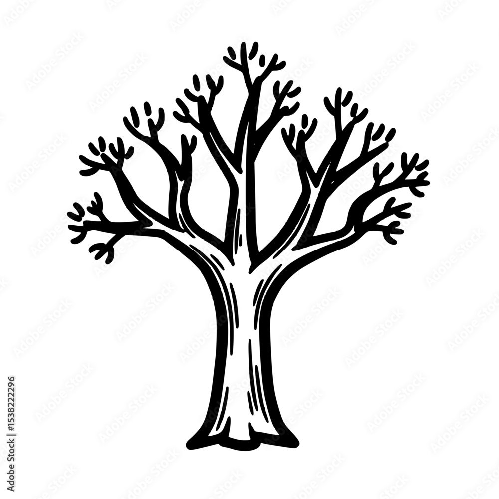 Fototapeta premium Bare Tree Ink Drawing