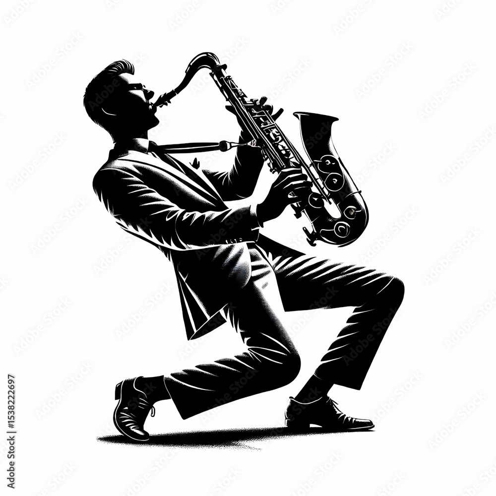Naklejka premium silhouette of a man playing saxophone