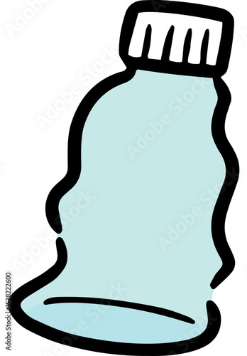 Illustration of dented plastic bottle
