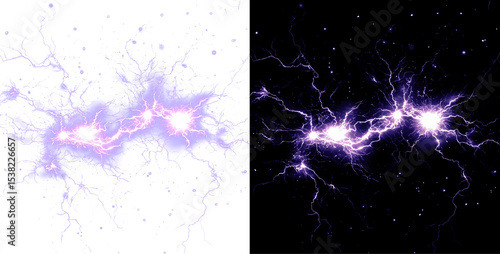 Fototapeta Naklejka Na Ścianę i Meble -  Current, energy, violet, ball, and power create this spectacular PNG. A glowing PNG Overlay with electric discharge ideal for magical, sci-fi, or nature-powered vector visuals.