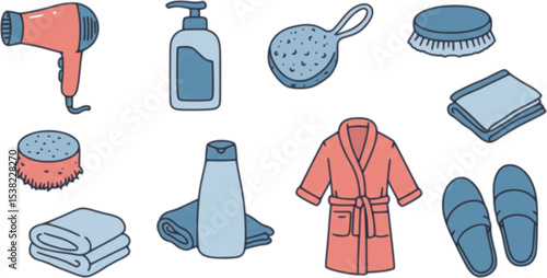 Vector illustration of bathroom accessories and personal hygiene care items