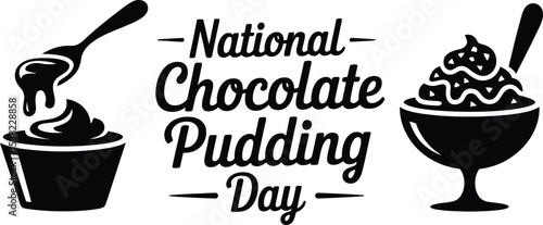 Black silhouette icon set for National Chocolate Pudding Day.