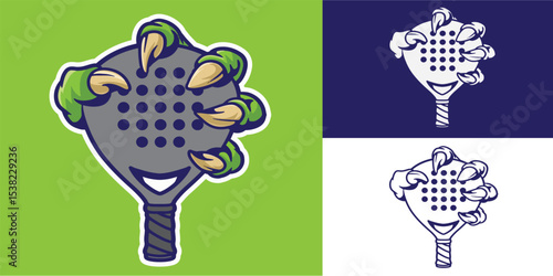 claw grab padel racket good for logo, sticker, element design, etc
