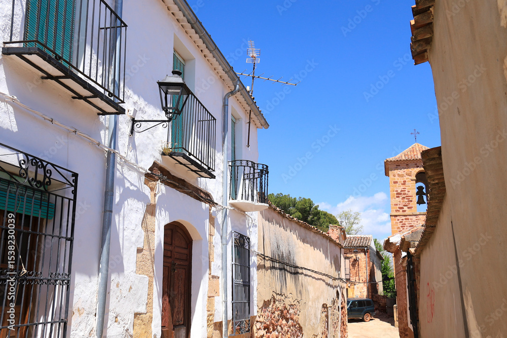 Fototapeta premium Narrow street with beautiful houses in Alcaraz town