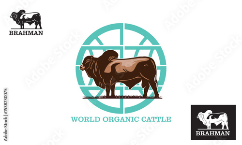 ORGANIC CATTLE FROM INDONESIA LOGO, great cow icon for growing company vector illustrations