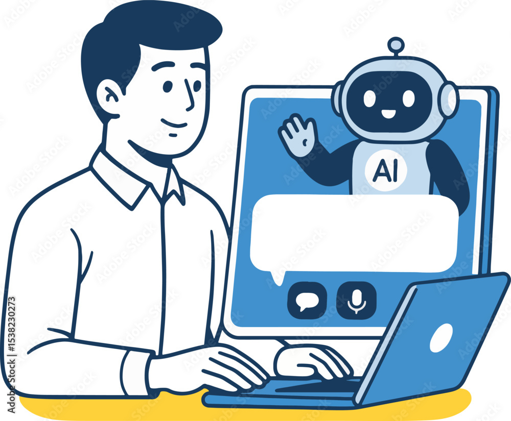 AI Chatbot Communication Vector Illustration AI Chatbot Communication Vector Illustration