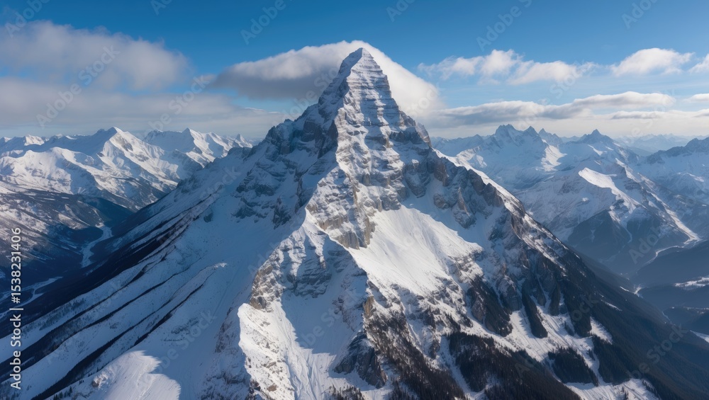 Obraz premium Amazing aerial winter landscape of a mountain near the peak