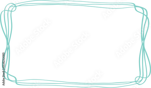 Wavy rectangular frame in abstract blue outline style. Artistic hand-drawn border with flowing curves perfect for invitations, certificates, decorative pages, or modern graphic design.