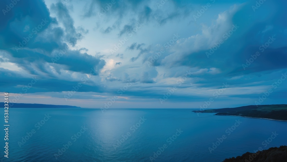 custom made wallpaper toronto digitalBlue sky and blue sea with landscape, featuring empty space for text.
