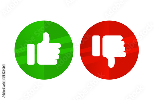 thumb up and thumb down buttons – vector icons