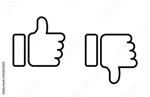 thumb up and thumb down buttons – vector icons