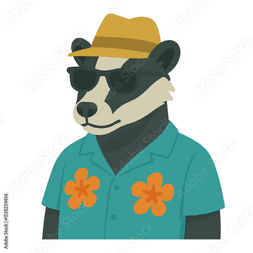 skunk in summer clothes animal vector on white background vector animal in summer hat and sunglasses on white background