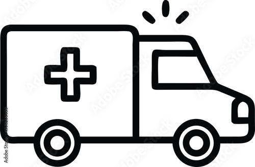 Emergency Response Vehicle, Ambulance, City Streets, Illustration, Urban Environment, Side View, First Aid Concept