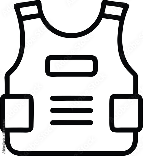 Protective Gear, Bulletproof Vest, Security Operations, Graphic Illustration, Safety Environment, Close-Up View, Law Enforcement Concept
