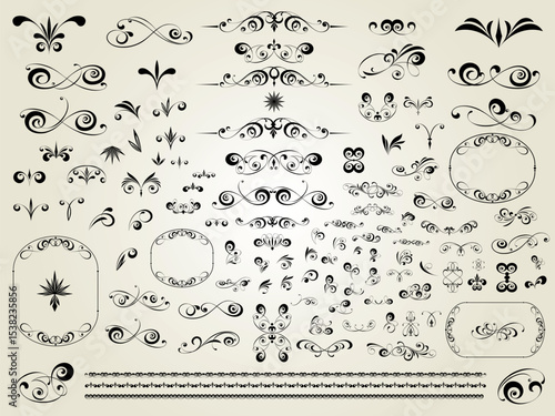 6480 .eps  vector set of calligraphic design elements
