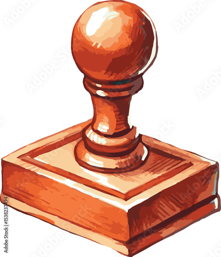 Vector watercolor painted illustration of a postal stamper