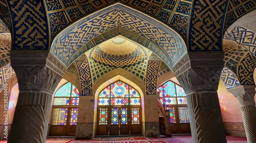 Prayer Hall Of Nasir Ol Molk Pink Mosque Shiraz Iran. motion video.