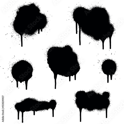 Graffiti Spray Paint Splatters: Grunge Drip Texture Set

