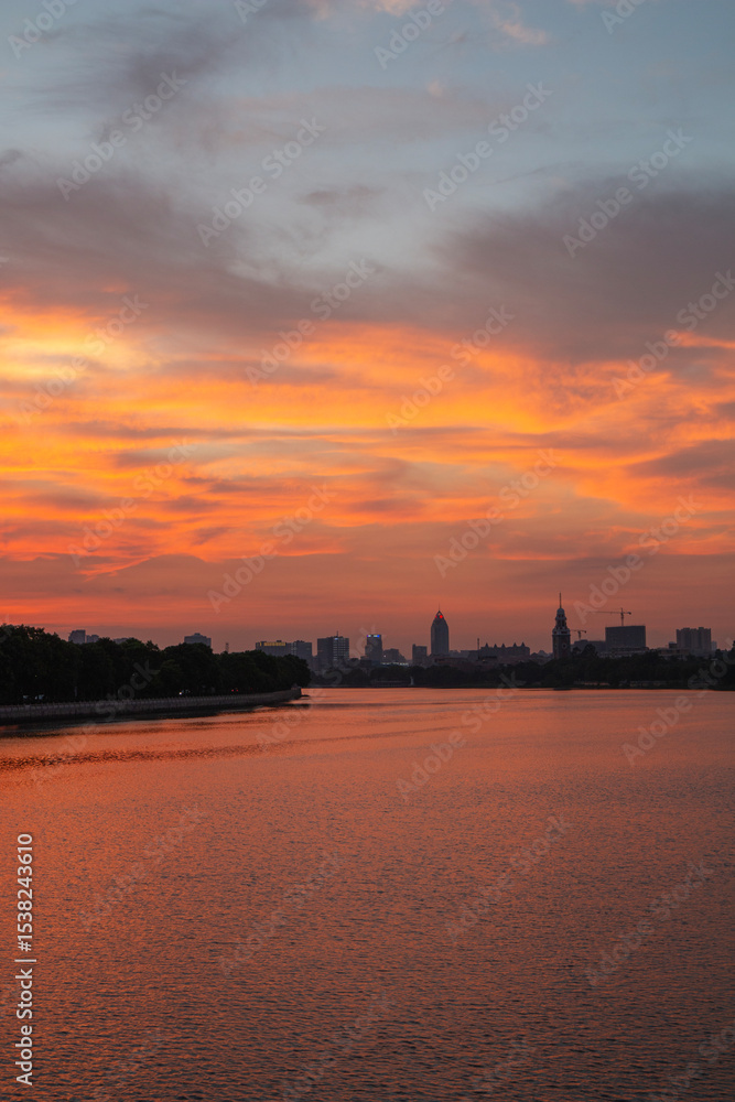 sunset over the river sunset over the river