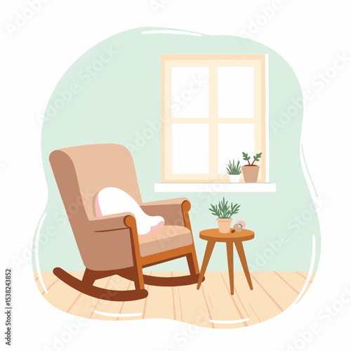 Comfortable rocking chair in serene nursery, nurturing ambiance