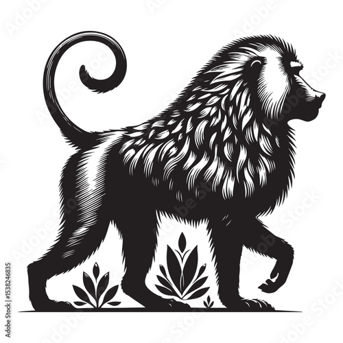 vector illustration of cartoon lion