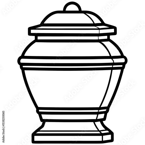 Simple cremation urn in black outline vector style
